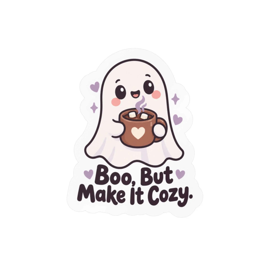 Boo, But Make It Cozy Ghost Kiss-Cut Vinyl Decal Printify