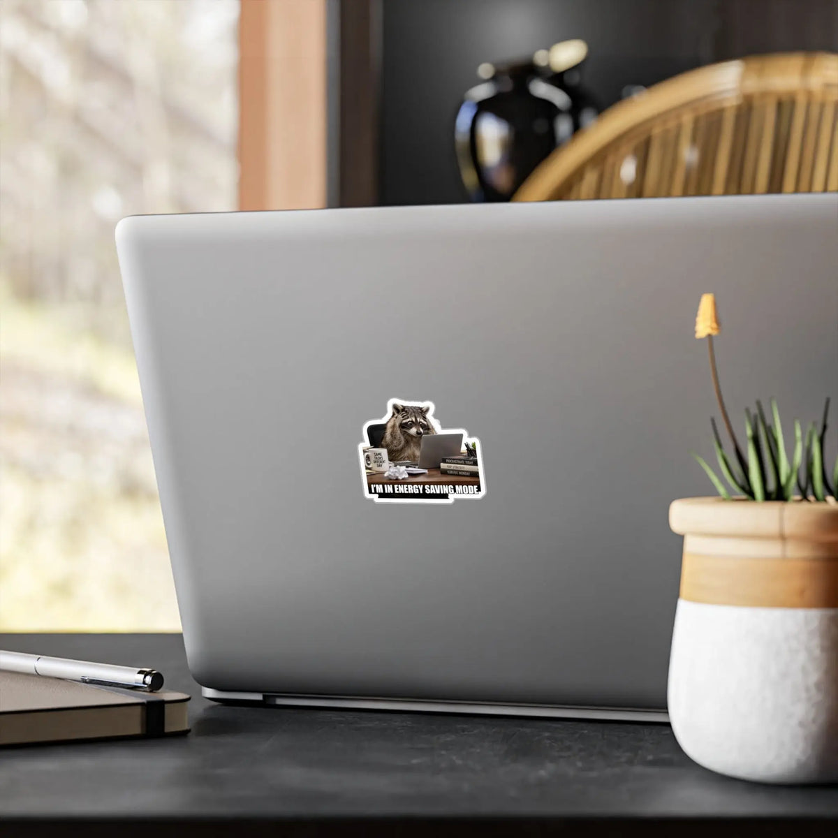 I'm in Energy Saving Mode Raccoon Kiss-Cut Vinyl Decal Printify