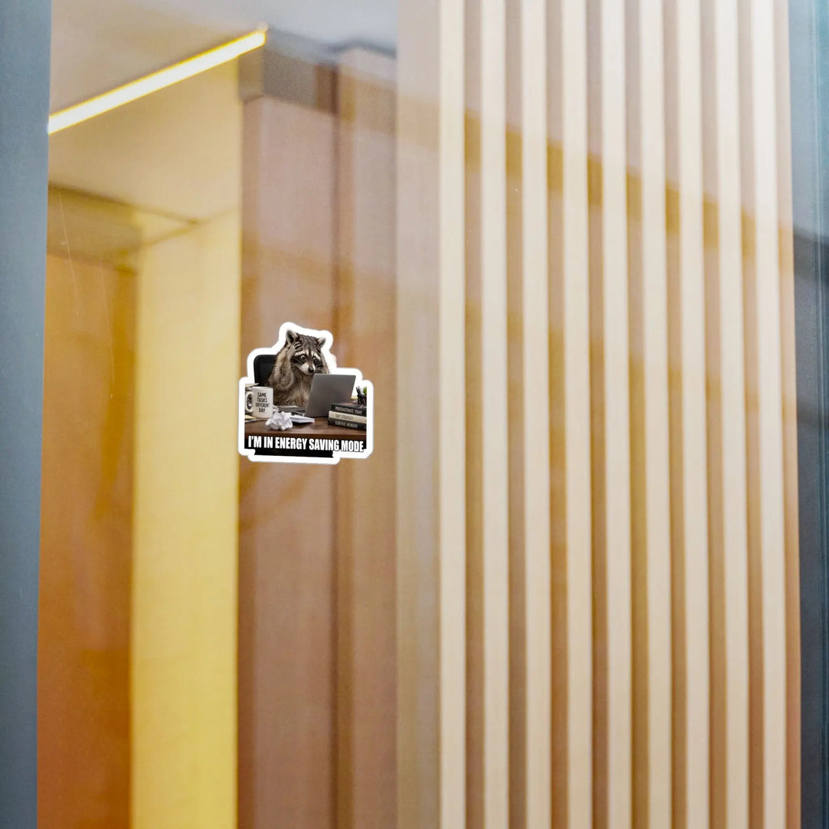 I'm in Energy Saving Mode Raccoon Kiss-Cut Vinyl Decal Printify
