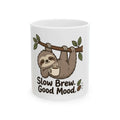Slow Brew Good Mood Sloth Coffee Mug Printify
