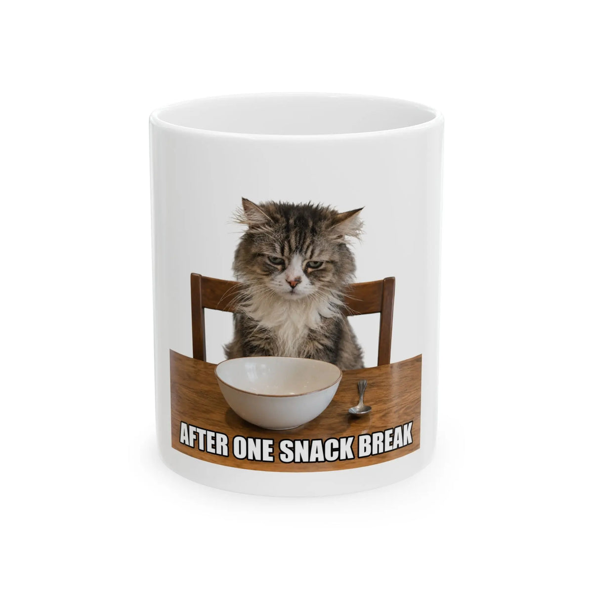 After One Snack Break Cat Ceramic Mug Printify