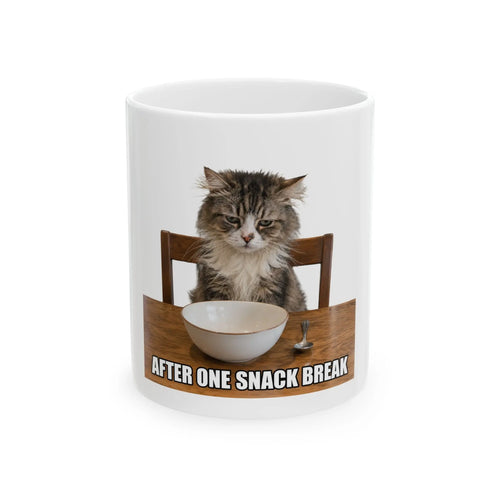 After One Snack Break Cat Ceramic Mug Printify