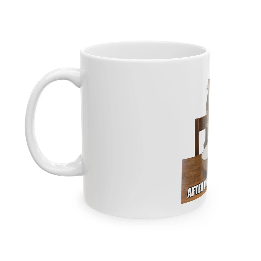 After One Snack Break Cat Ceramic Mug Printify