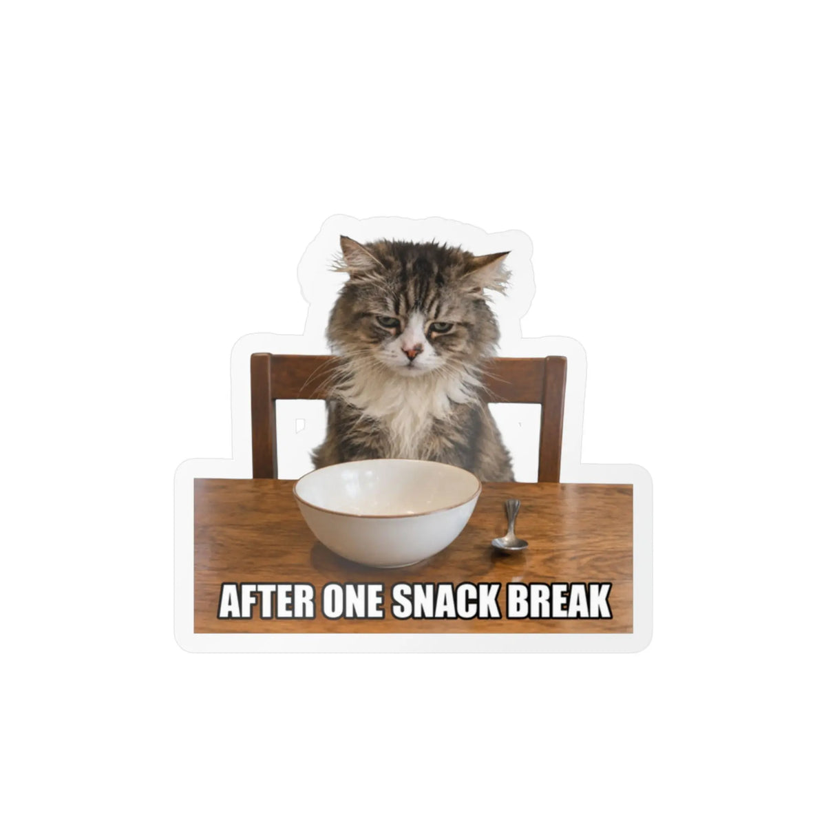 Funny Cat “After One Snack Break” Kiss-Cut Vinyl Decal Printify