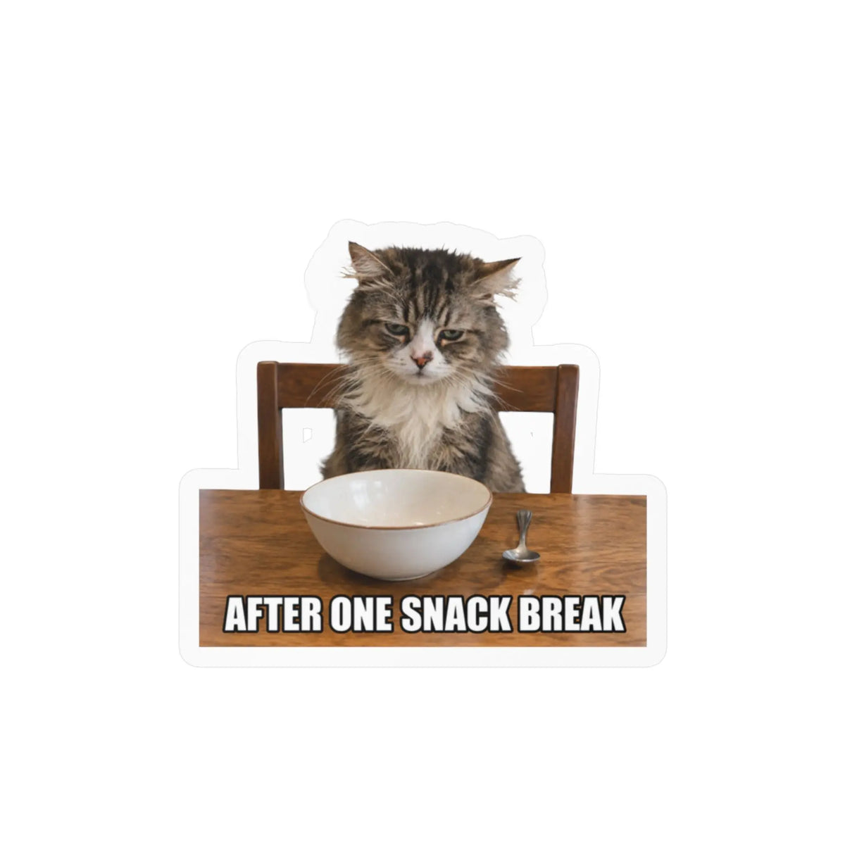 Funny Cat “After One Snack Break” Kiss-Cut Vinyl Decal Printify