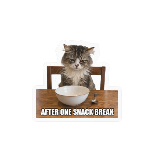 Funny Cat “After One Snack Break” Kiss-Cut Vinyl Decal Printify