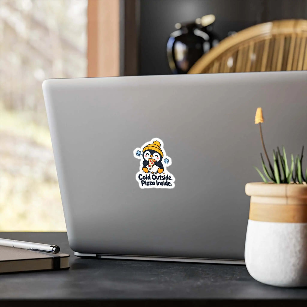 Cold Outside Pizza Inside Penguin Kiss-Cut Vinyl Decal Printify