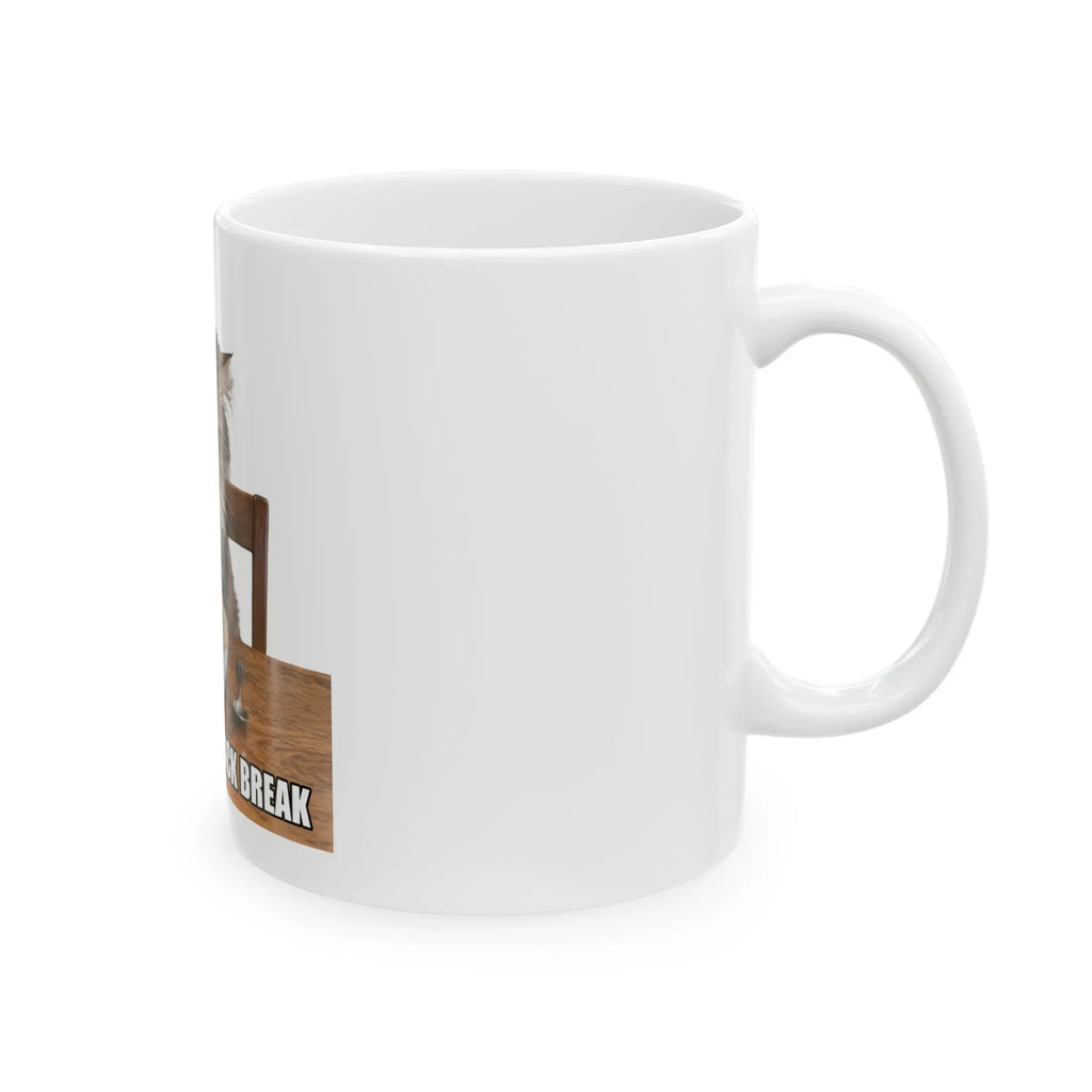 After One Snack Break Cat Ceramic Mug Printify