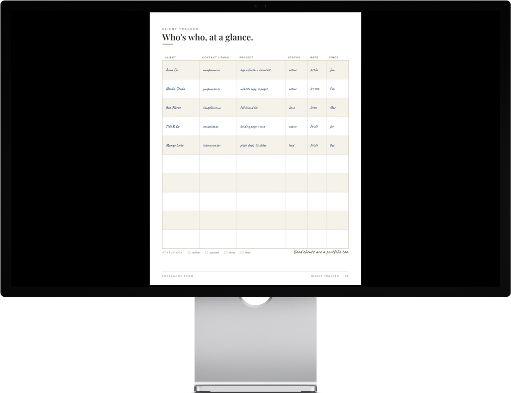 Freelance Flow — The Undated Freelance Business Planner (Printable PDF)