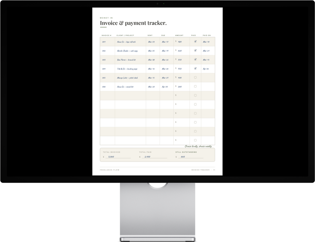Freelance Flow — The Undated Freelance Business Planner (Printable PDF)