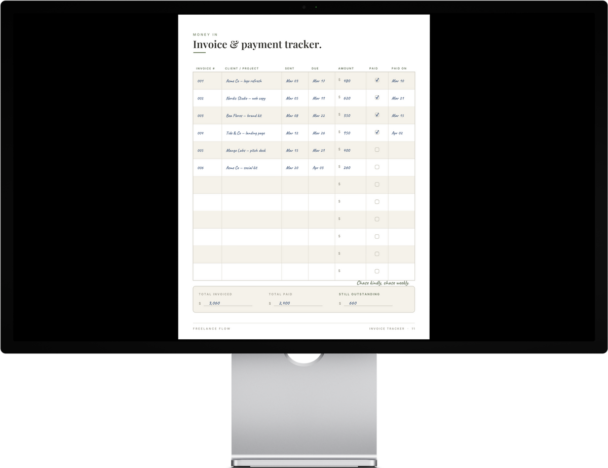 Freelance Flow — The Undated Freelance Business Planner (Printable PDF)
