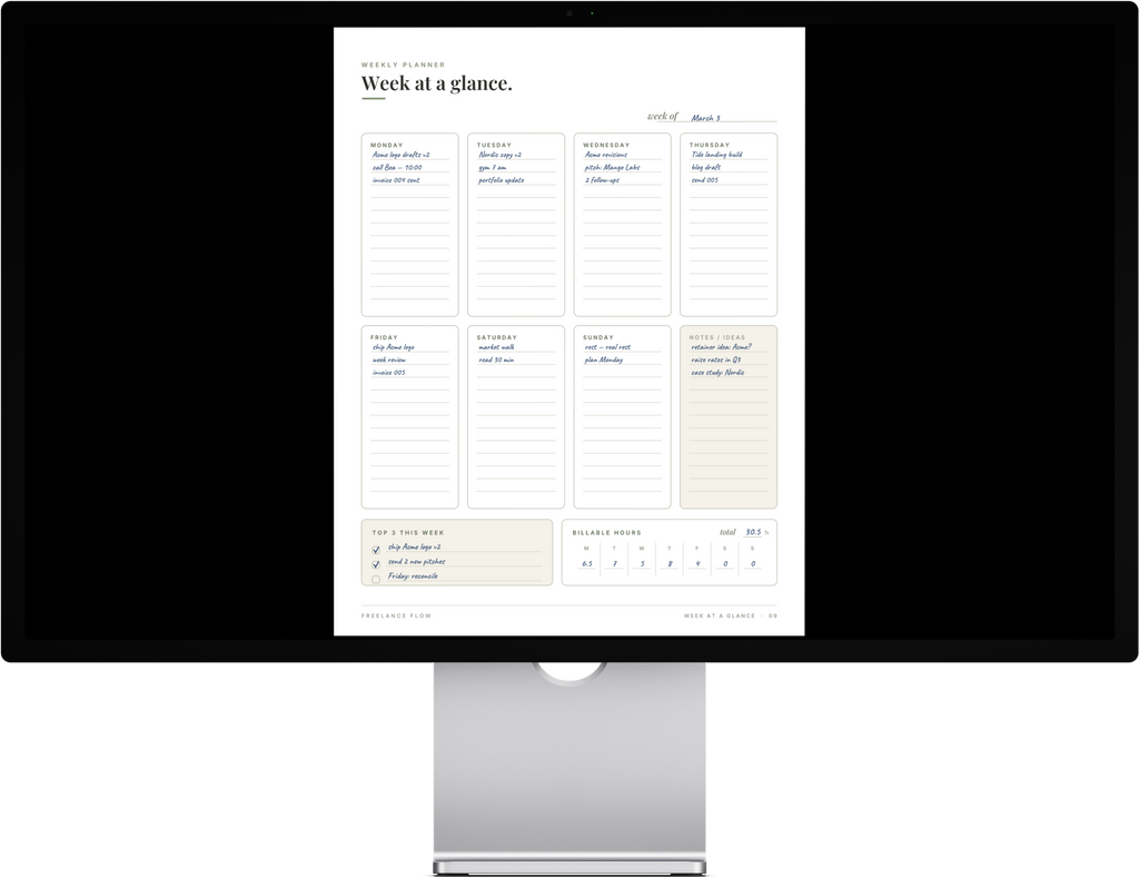 Freelance Flow — The Undated Freelance Business Planner (Printable PDF)