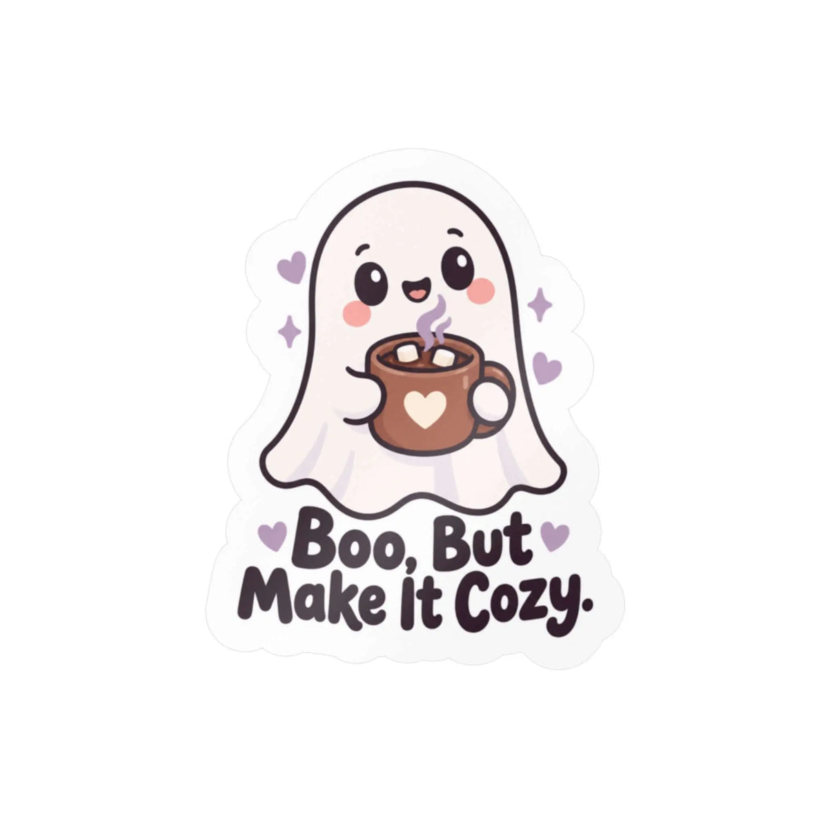 Boo, But Make It Cozy Ghost Kiss-Cut Vinyl Decal Printify