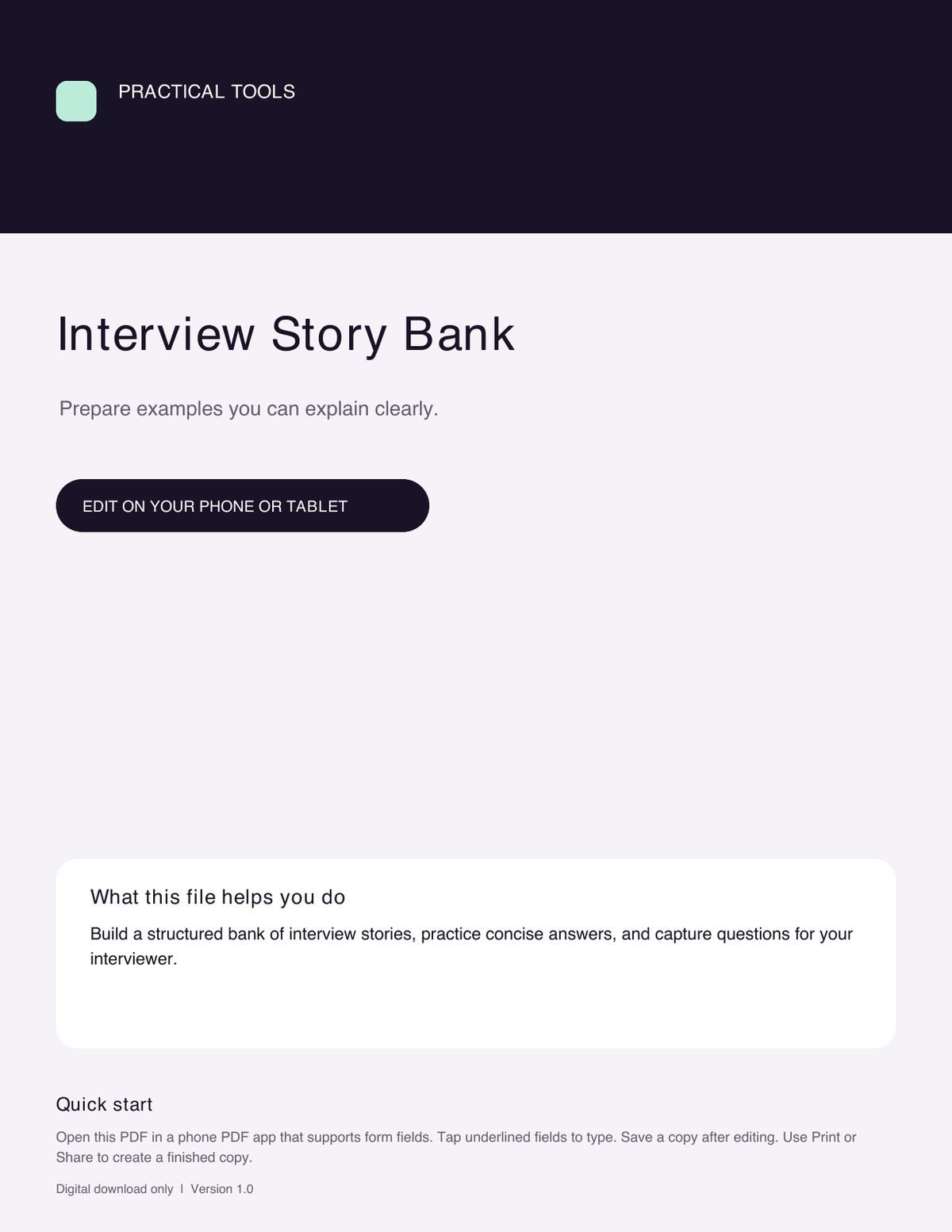 Interview Story Bank