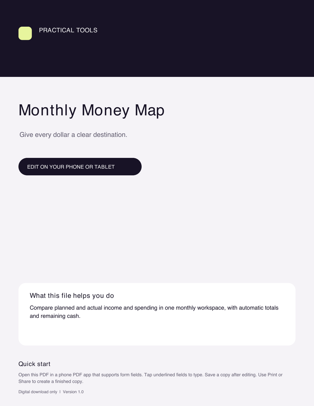 Monthly Money Map 1