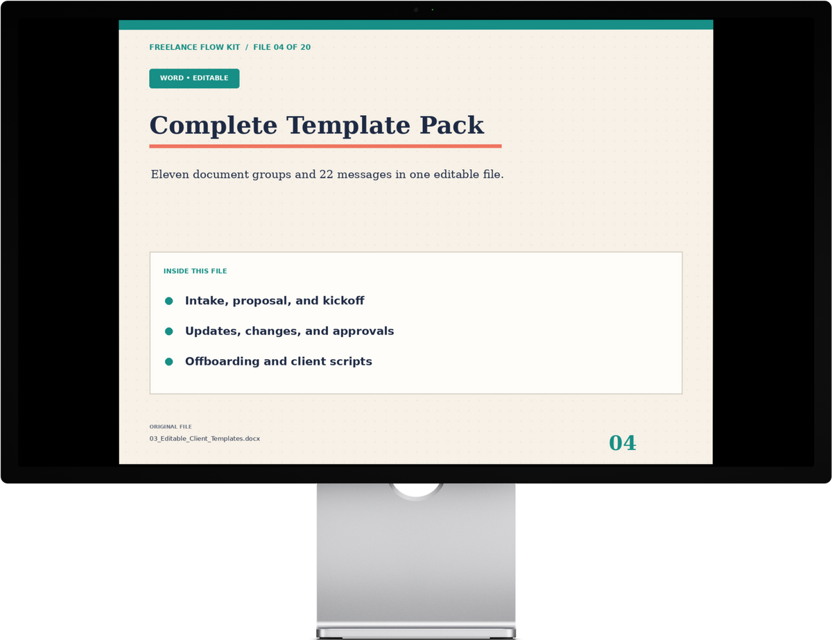 Freelance Flow Kit: Client Onboarding Templates, Proposal, Pricing Calculator & Scope of Work