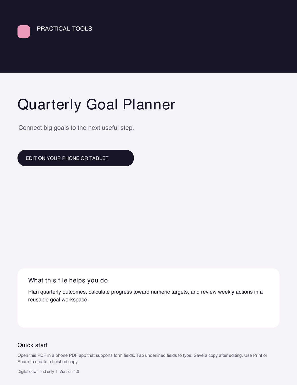 Quarterly Goal Planner