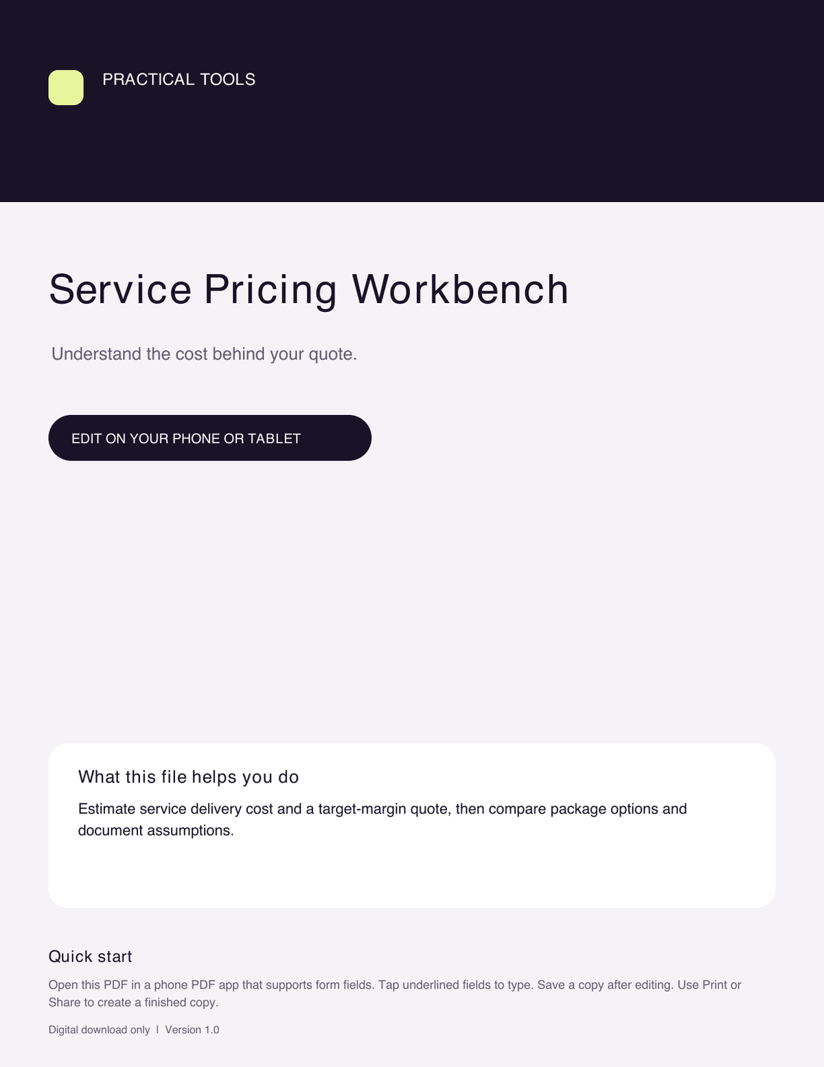 Service Pricing Workbench