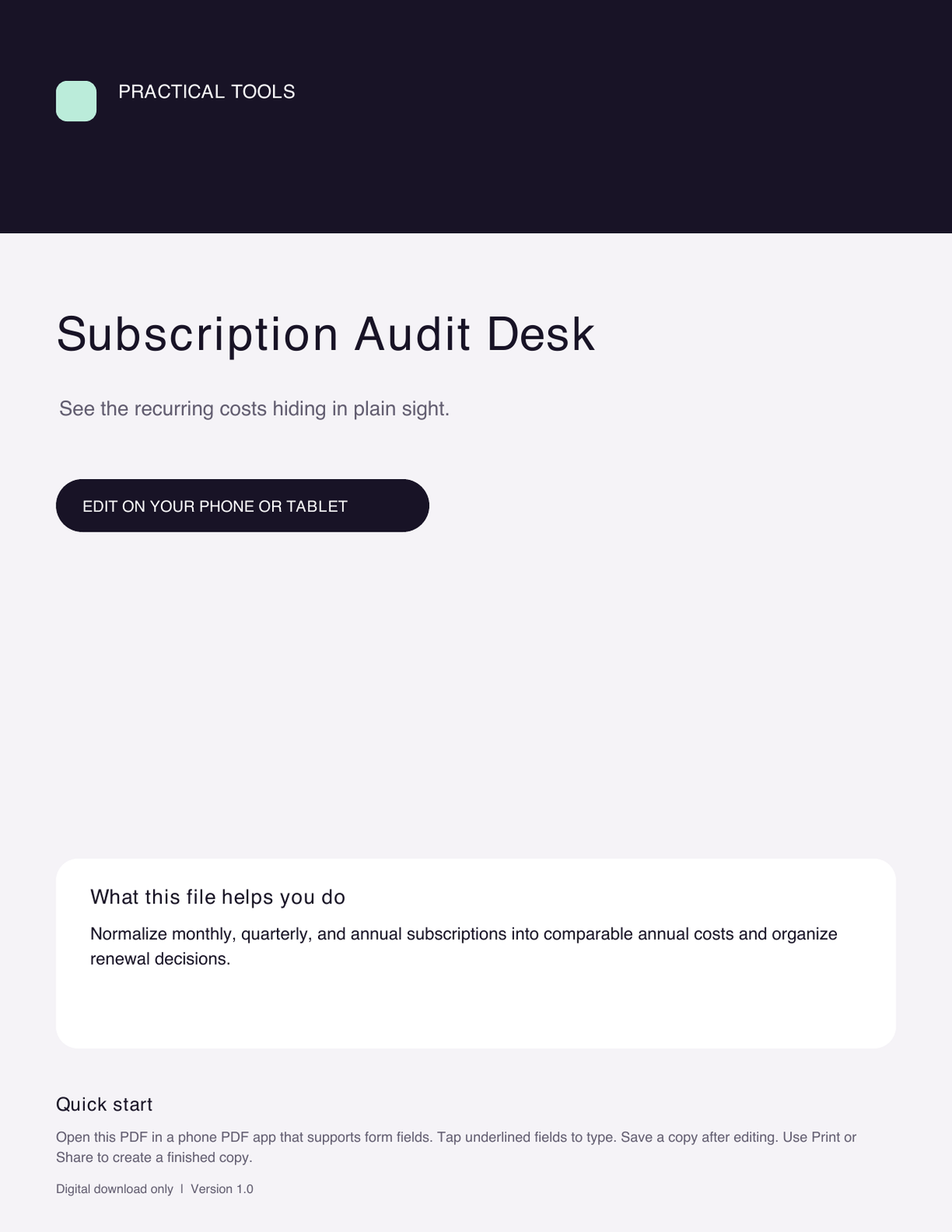 Subscription Audit Desk