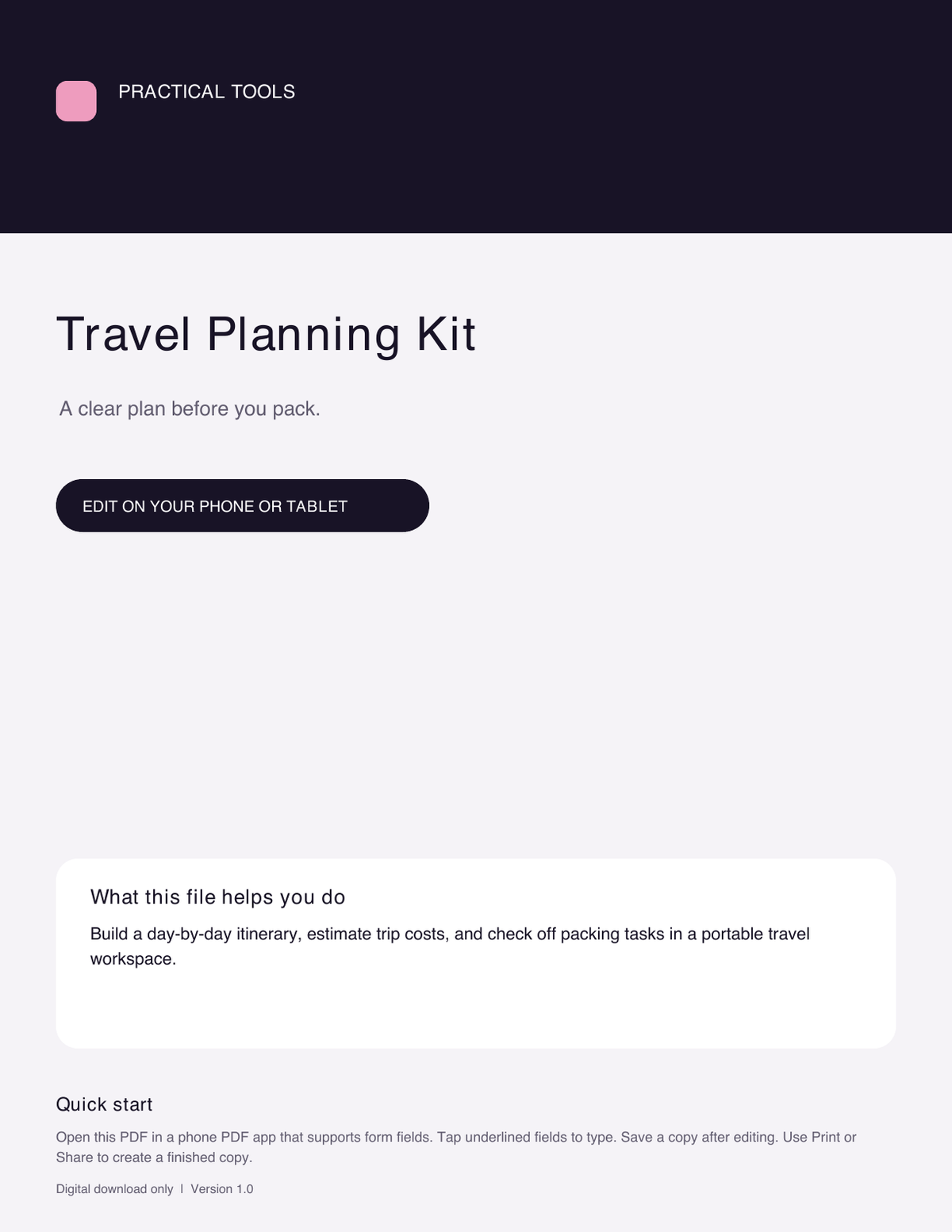Travel Planning Kit